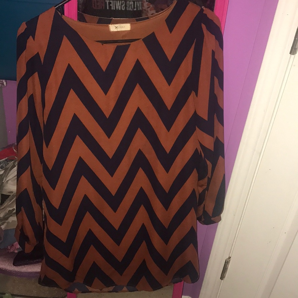Orange and Navy blue shirt dress